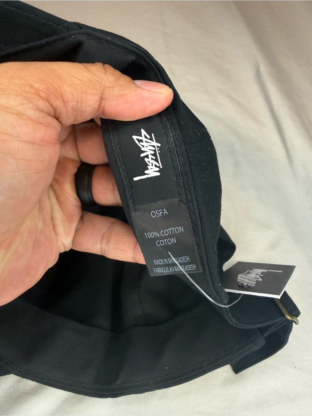 NWT Stüssy Arch Logo Embroidered Strapback Cap Hat Black / Royal Blue - Picture 5 of 6